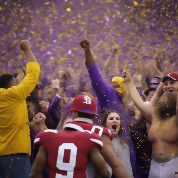 Celebrating Victory: Fans of either Alabama or LSU rejoice after a winning game.