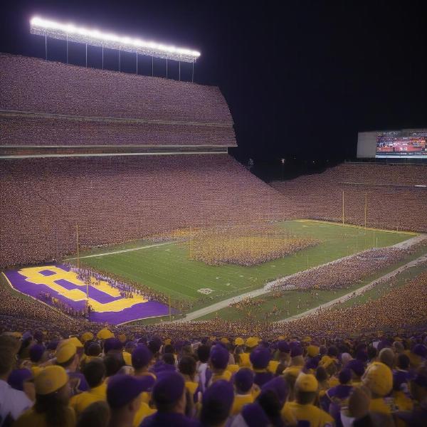 Alabama LSU Game at Tiger Stadium at Night