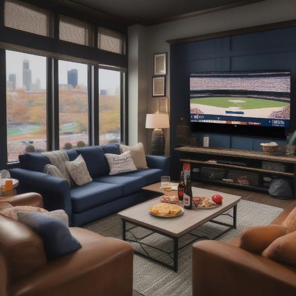 ALCS Game 7 Viewing Party: Essential setup for an optimal viewing experience, featuring high-speed internet, optimized devices, snacks, and a dedicated viewing space.