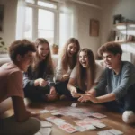 Group of teenagers playing alternative party games