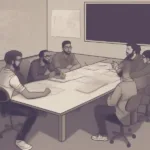 Andre Eagle in a game development meeting