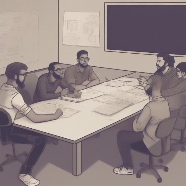 Andre Eagle in a game development meeting