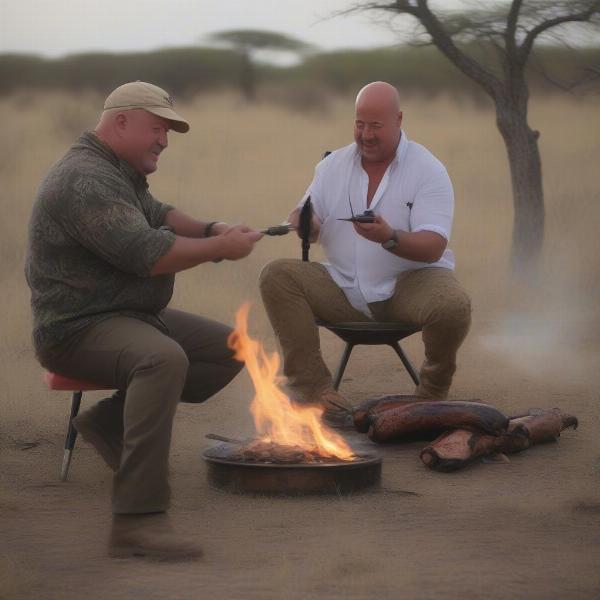 Andrew Zimmern Filming Wild Game in the African Savanna