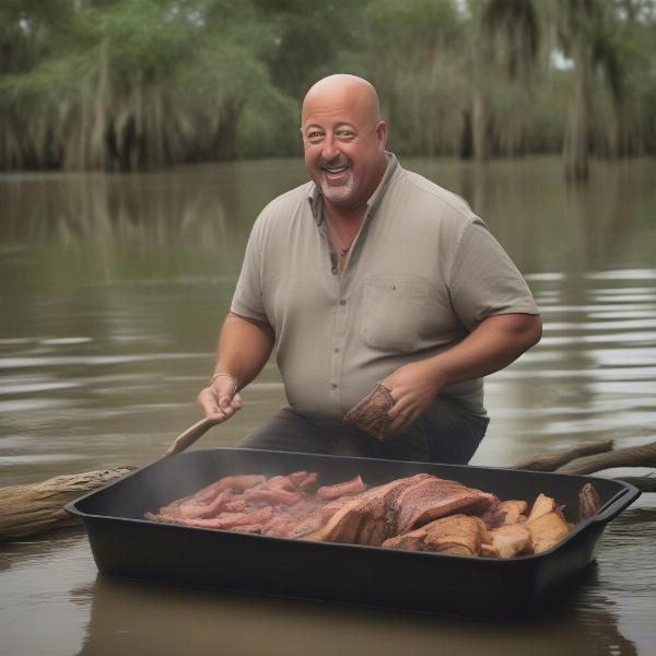 Andrew Zimmern Cooking Wild Game in the Louisiana Bayou