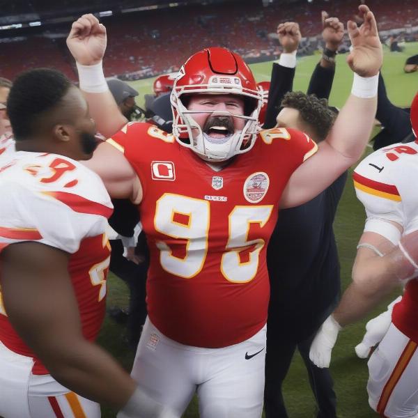 Andy Reid Celebrating a Victory with his Players