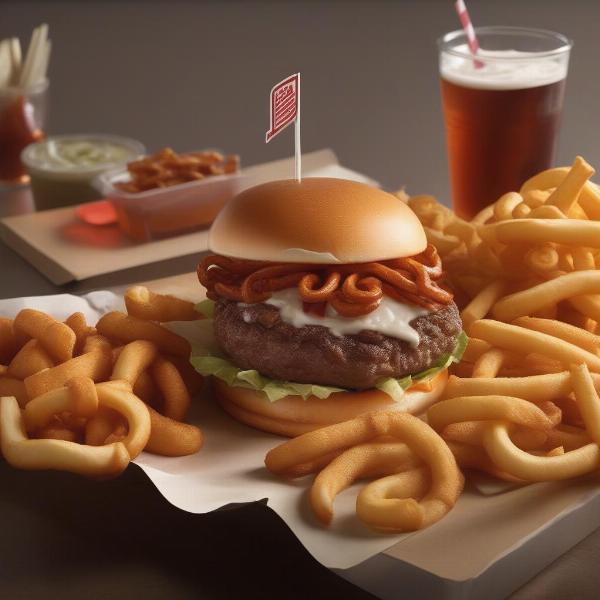 Arby's Big Game Burger and Curly Fries