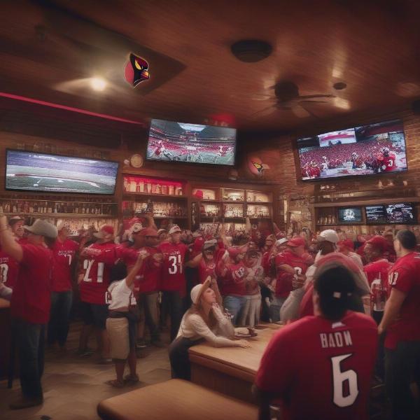 Arizona Cardinals Fans Watching Game at Sports Bar
