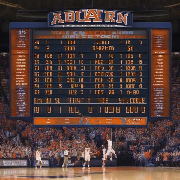 Auburn Basketball Scoreboard Displaying the Final Score