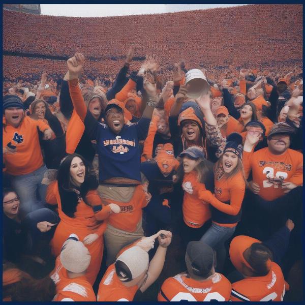 Auburn Fans Celebrating a Bowl Game Victory