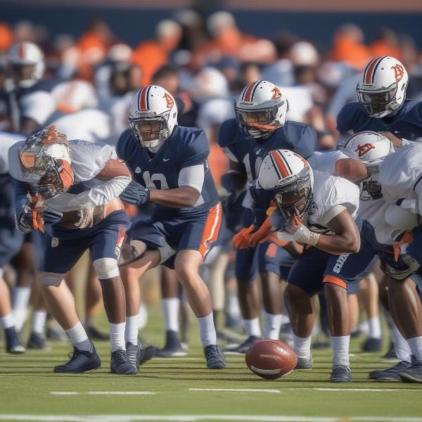 Auburn Football Team Practicing for Bowl Game