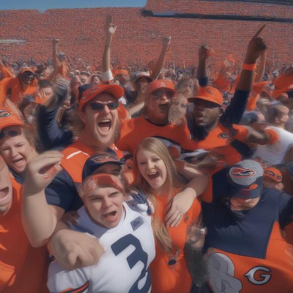 Auburn and Georgia Fans Celebrating a Victory