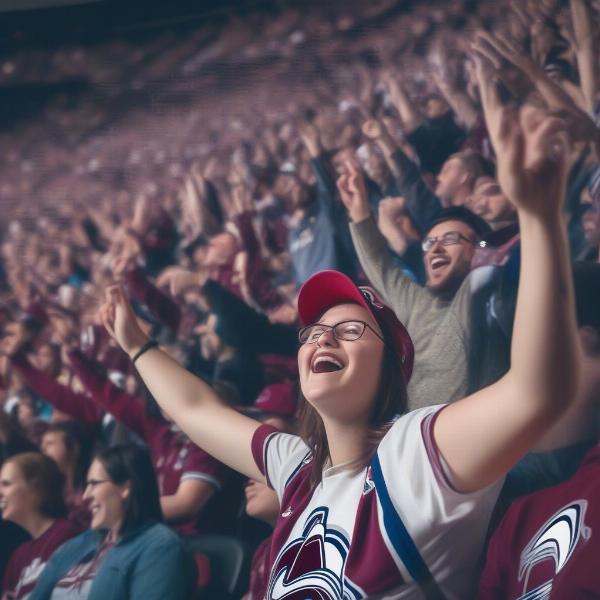 Avs Fan Watching Game at Ball Arena