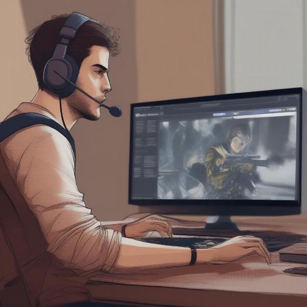 Gamer reviewing game footage and taking notes