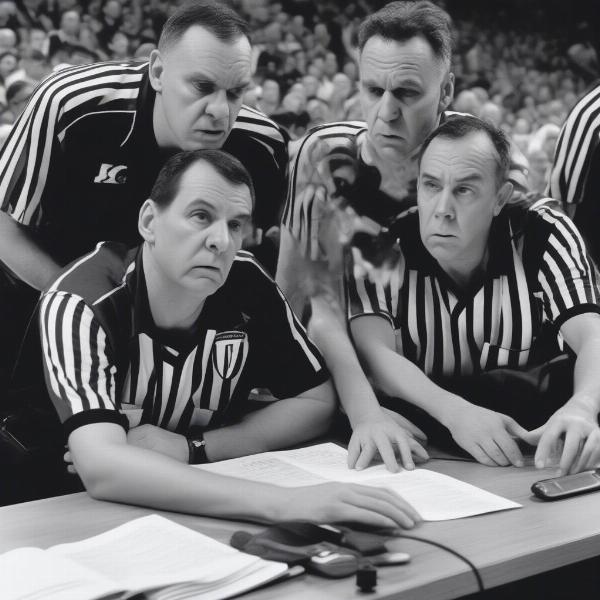 Referees Reviewing a Play Using Instant Replay