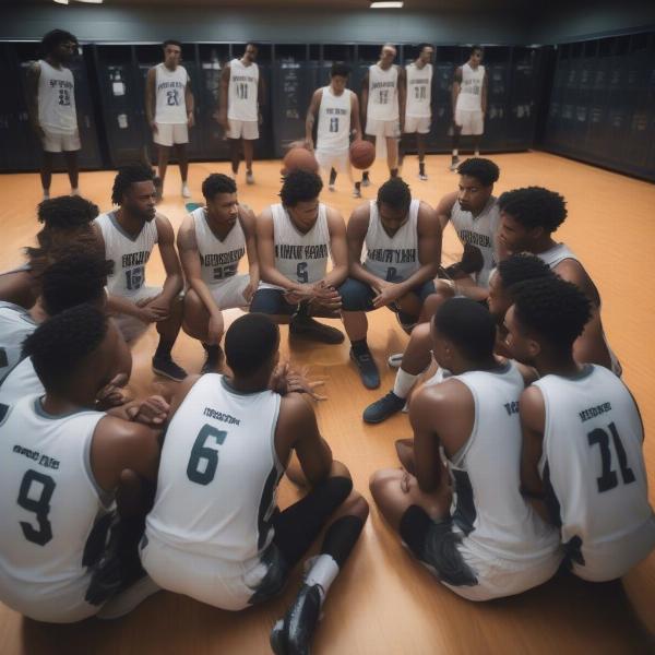 Basketball Team Huddle Before Game