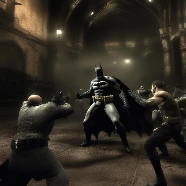 Batman: Arkham Asylum Gameplay Screenshot Showing Freeflow Combat