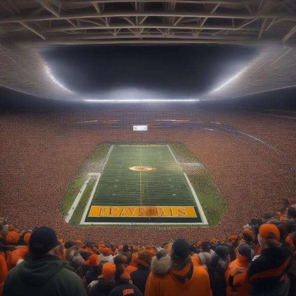 Beavers Ducks Civil War Packed Stadium with Fans