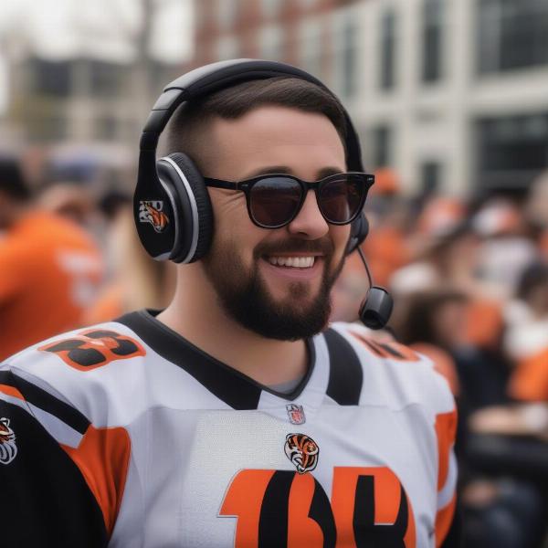 Bengals Fan Listening on Phone
