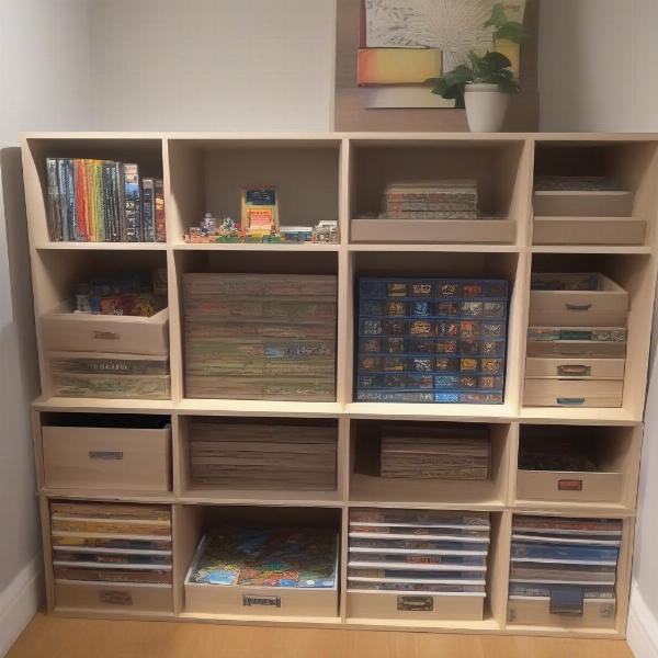 Kallax Shelves with Board Games and Inserts