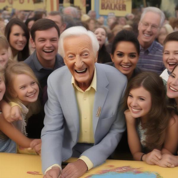Bob Barker Interacting with Contestants on Fun and Games