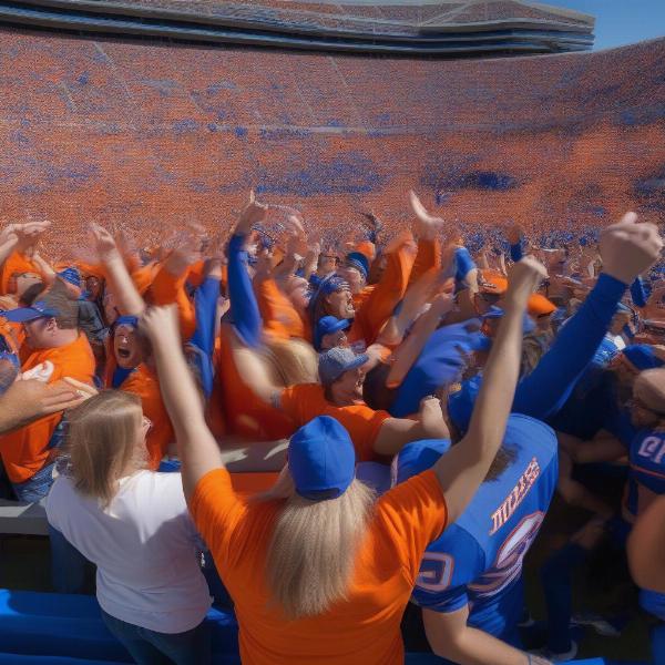 Boise State Football Fans Celebrating a Victory