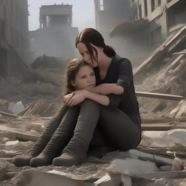 Buttercup and Katniss in the Ruins of District 12