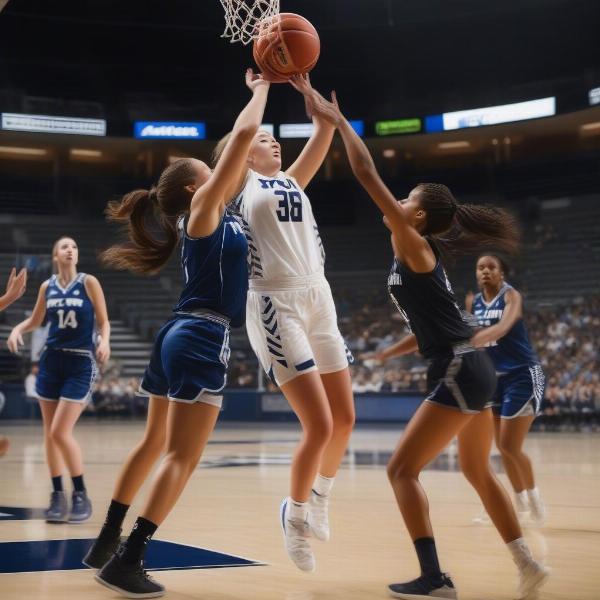 BYU Women's Basketball Player Shoots a Three-Pointer
