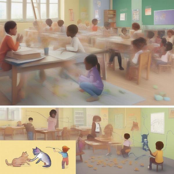 Modern interpretations of the cat scratch game:  Examples from pop culture and educational settings.