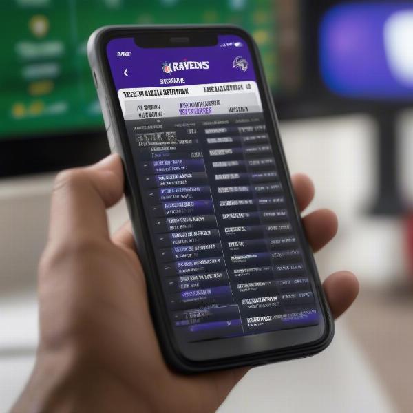 Checking NFL Schedule for Ravens Game on Mobile