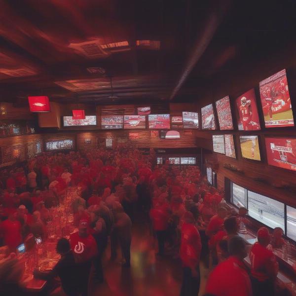 Chiefs fans enjoying the game at a sports bar