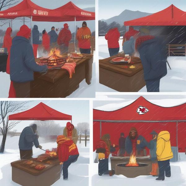 Chiefs Fans Tailgating in Various Weather Conditions