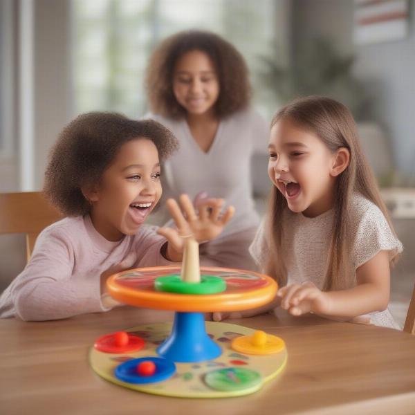 Two children playing Hi Ho Cherry-O, learning and having fun.