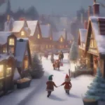 Christmas Game with Linear Narrative: Snowy Village Scene