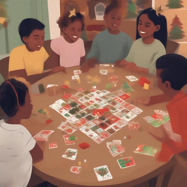 Diverse age groups enjoying different variations of Christmas passing games