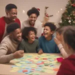 Family Playing Who Am I Christmas Game