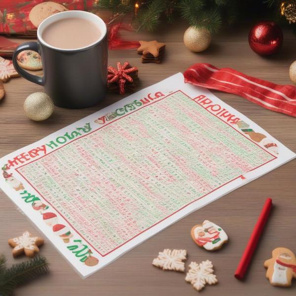 Christmas Word Search Puzzle Printable for Adults