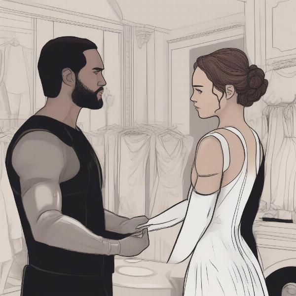 Cinna and Katniss Preparing for the 74th Hunger Games