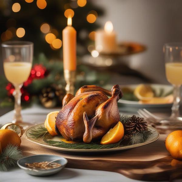 Citrus Glazed Cornish Game Hen Ready for Christmas Dinner