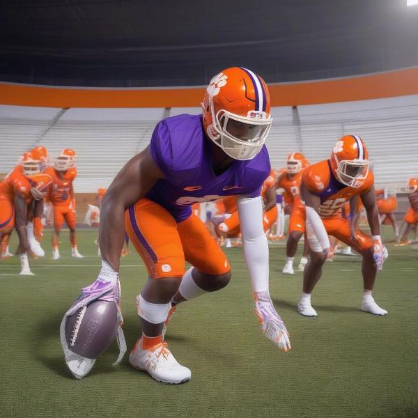 Clemson Football Players Training for Future Games