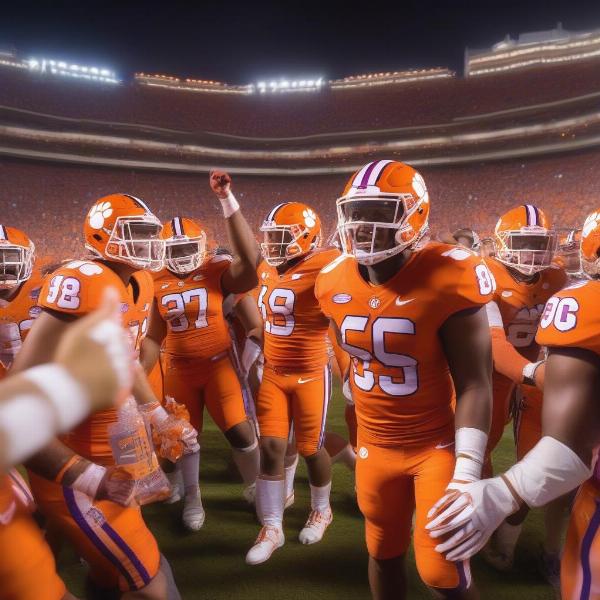Clemson Football Team Celebrates Victory