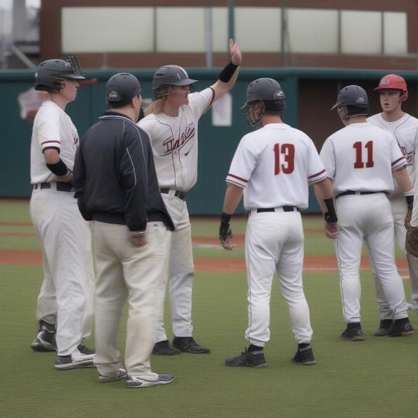 College baseball game going into extra innings