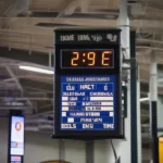 College basketball game clock showing time remaining
