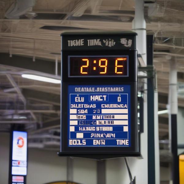 College basketball game clock showing time remaining