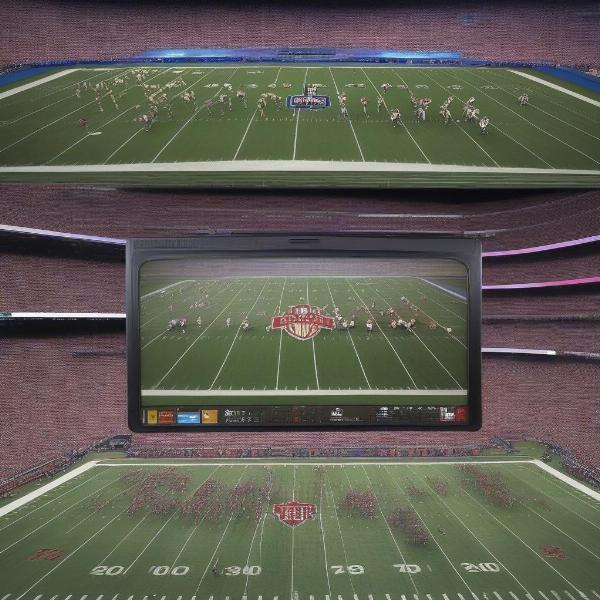 College football bowl game being broadcast on TV