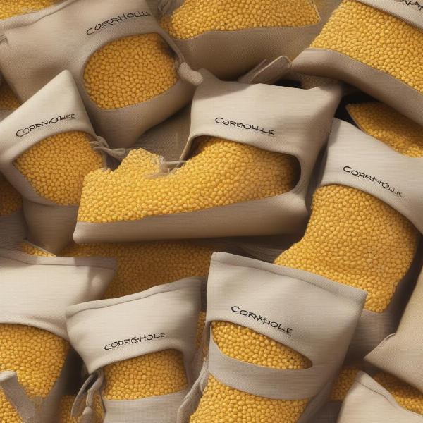 Cornhole bags filled with corn kernels