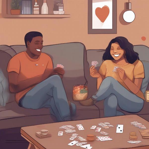 Couple Enjoying Card Game At Home