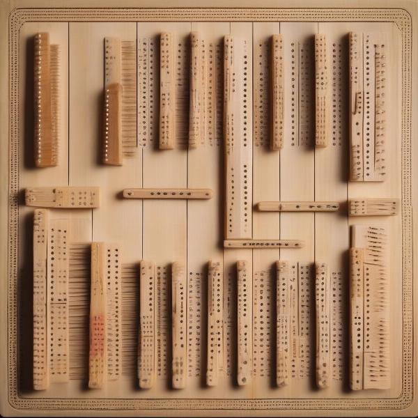 Cribbage Board and Cards Set Up for Play