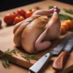 Preparing to Cut a Cornish Game Hen in Half