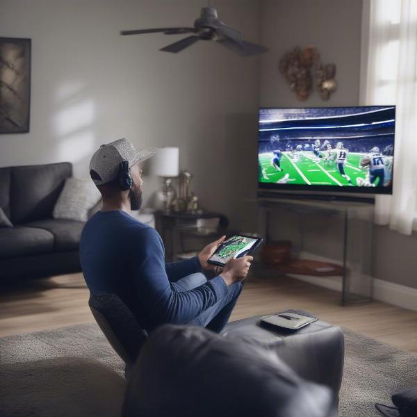 Dallas Cowboys Fan Watching Game on Multiple Devices: Staying Informed and Engaged