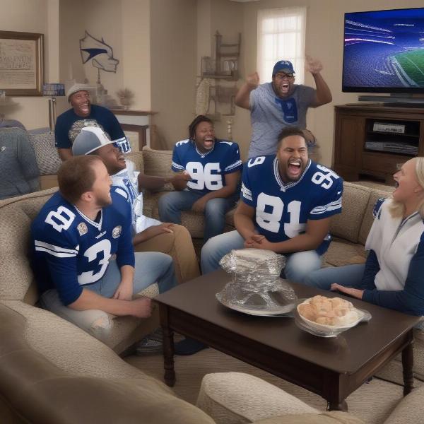 Fans Watching Dallas Cowboys Game on TV